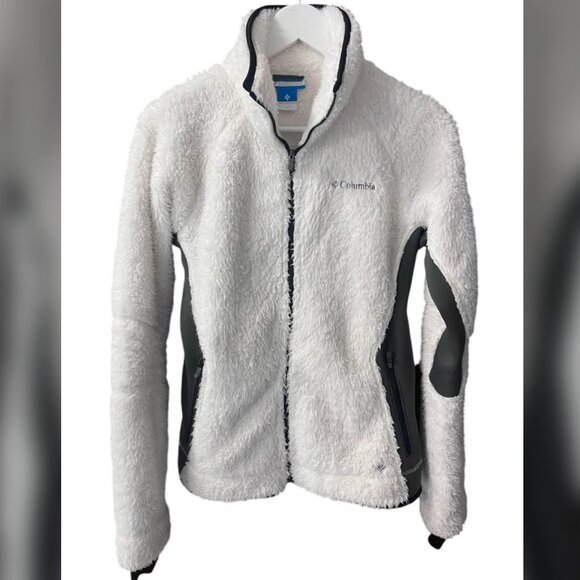 Columbia White Teddy Sherpa Zip Jacket with Pockets Women’s M - Picture 1 of 7